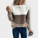 Aurora - Elegant dreifarbiger Patchwork-Pullover