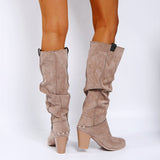 Beige Talon Bois Amelia Bottes
