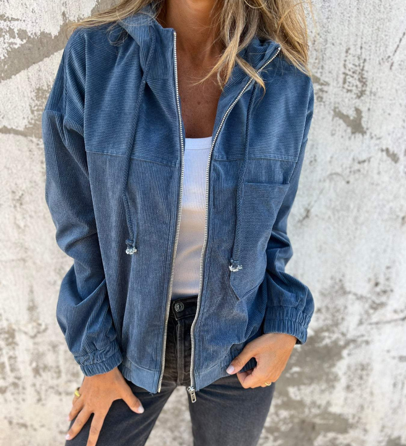 Ella™ | Cord-Kapuzenjacke med Reißverschluss