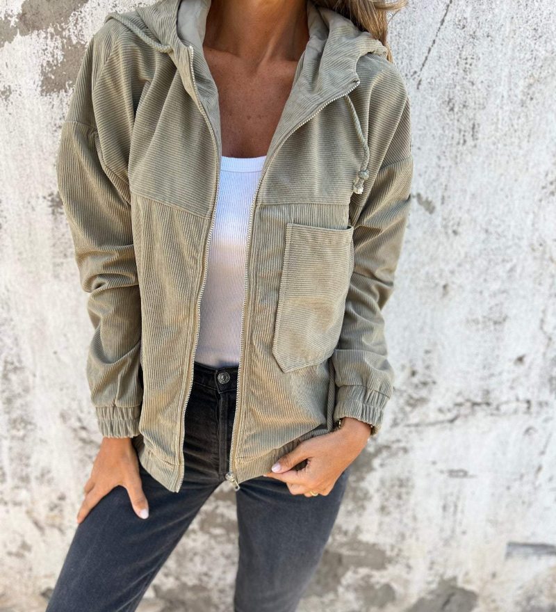 Ella™ | Cord-Kapuzenjacke med Reißverschluss