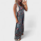 Julie - Blomstermønsterede vide denim-smækbukser