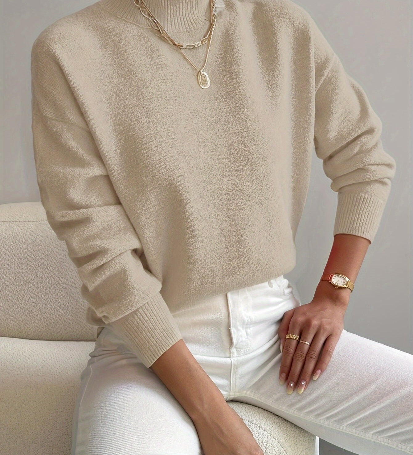 Karla - Minimalistisk Off-White Sweater